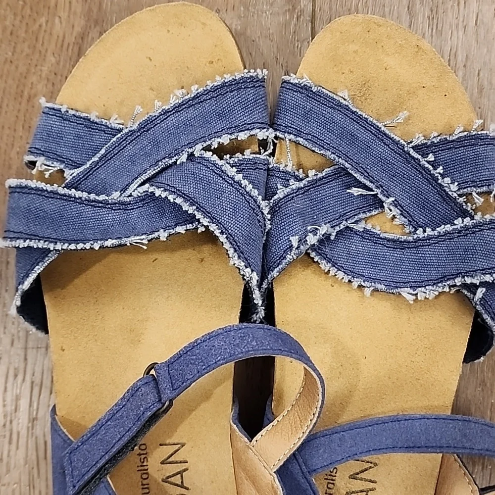 El Naturalista Vegan Sandals Made in Spain Blue Raw Edge Casual size 40/8.5